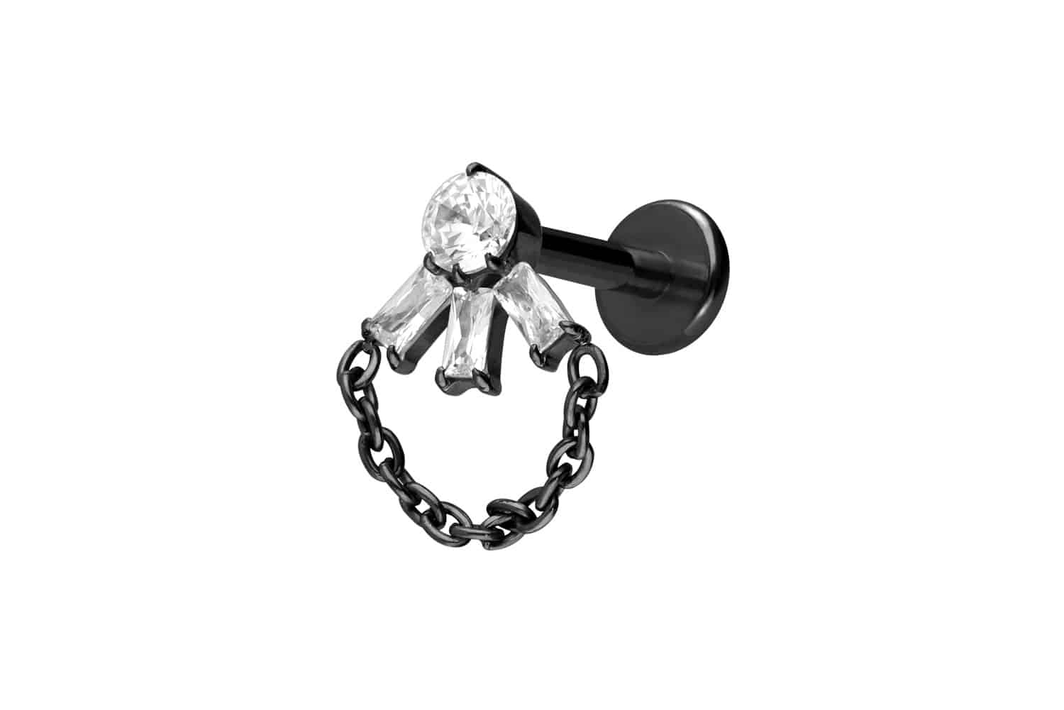 Titan Labret Piercing mit Innengewinde LOTUSBLÜTE + KETTE